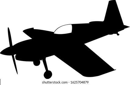 Silhouette Sports Propeller Plane On White Stock Vector (Royalty Free ...