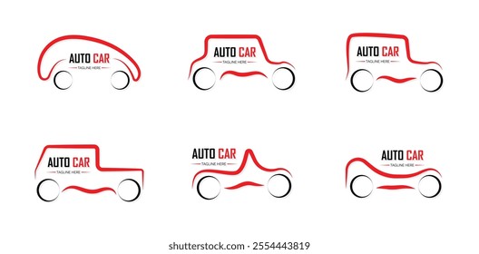 Silhouette sports race auto cars icons set, modern shapes thin line contour symbols, vector outline illustrations or logo