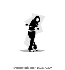 Silhouette of a sporty dancing girl