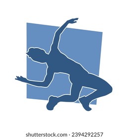 Silhouette of a sporty female doing aerobics move. Silhouette of a dancer in action pose.