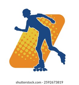 silhouette of a sporty female on a roller skate. Silhouette of sporty woman have fun on roller wheels.