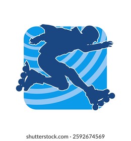 silhouette of a sporty male on a roller skate. Silhouette of sporty man have fun on roller wheels.