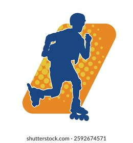 silhouette of a sporty male on a roller skate. Silhouette of sporty man have fun on roller wheels.