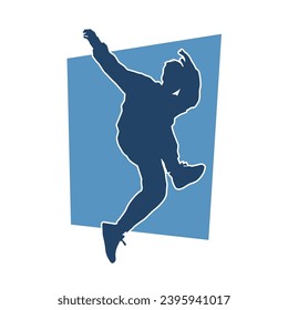 Silhouette of a sporty man jumping. Silhouette of a dancer male in action pose.