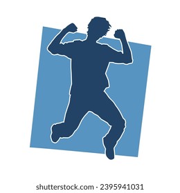 Silhouette of a sporty man jumping. Silhouette of a dancer male in action pose.