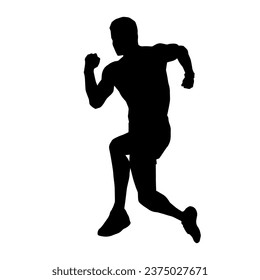 Silhouette of a sporty man in running pose. Silhouette of a male run pose.