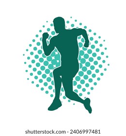 Silhouette of a sporty man in running pose. Silhouette of a male run pose.