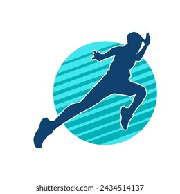 Silhouette of a sporty man in running pose. Silhouette of a male run pose.