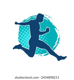 Silhouette of a sporty man in running pose. Silhouette of a male run pose.