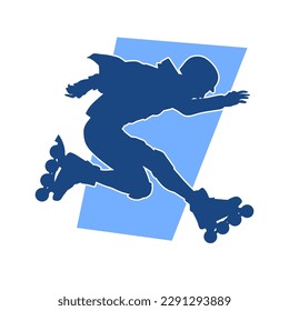 Silhouette of a sporty people moving with roller blade. Silhouette of roller blade action pose. 