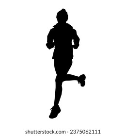 Silhouette of a sporty woman in running pose. Silhouette of a female run pose.