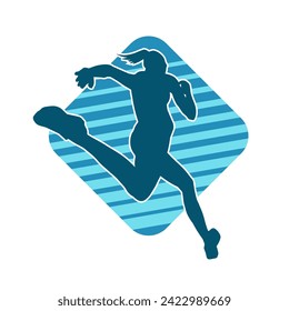 Silhouette of a sporty woman in running pose. Silhouette of a female run pose.