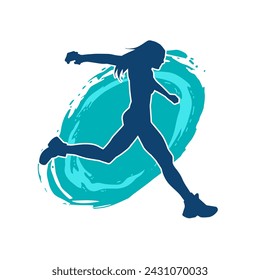 Silhouette of a sporty woman in running pose. Silhouette of a female run pose.