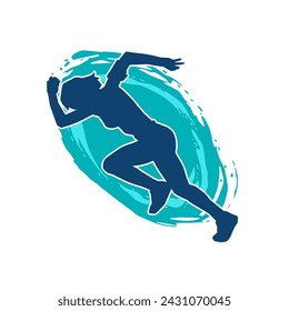 Silhouette of a sporty woman in running pose. Silhouette of a female run pose.