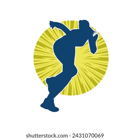 Silhouette of a sporty woman in running pose. Silhouette of a female run pose.