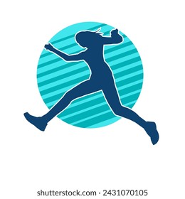 Silhouette of a sporty woman in running pose. Silhouette of a female run pose.