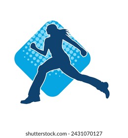 Silhouette of a sporty woman in running pose. Silhouette of a female run pose.