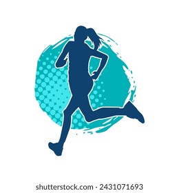 Silhouette of a sporty woman in running pose. Silhouette of a female run pose.