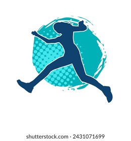 Silhouette of a sporty woman in running pose. Silhouette of a female run pose.