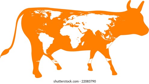Silhouette of a spotted cow.