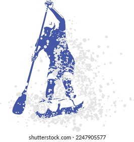 The silhouette and spray of a man who enjoys SUP