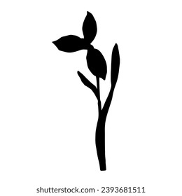 Silhouette of a spring snowdrop flower. Vector graphics.