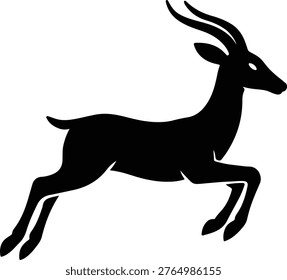 Silhouette springbok jumping isolated black antelope mammal