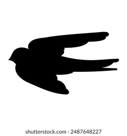 Silhouette of springtime birdie swallow. Spring bird illustration isolated on a white background.