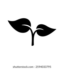 Silhouette of sprout with leaves. Illustration in flat style. Vector hand drawn illustration. Birth of a new life, beginning concept. Spring awakening of nature. Gardening concept. sprout icon
