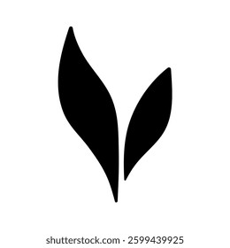 Silhouette of sprout with leaves. Illustration in flat style. Vector hand drawn illustration. Birth of a new life, beginning concept. Spring awakening of nature. Gardening concept. sprout icon