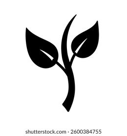 Silhouette of sprout with leaves. Illustration in flat style. Vector hand drawn illustration. Birth of a new life, beginning concept. Spring awakening of nature. Gardening concept. sprout icon