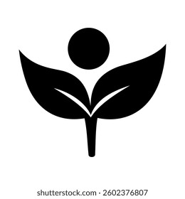 Silhouette of sprout with leaves. Illustration in flat style. Vector hand drawn illustration. Birth of a new life, beginning concept. Spring awakening of nature. Gardening concept. sprout icon