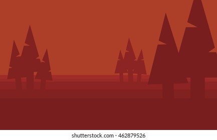 Silhouette of spruce in hill vector collection stock