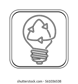  silhouette square button sticker with light bulb and recyled sign