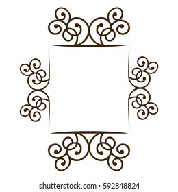 silhouette square frame decorative ornament swirl design vector illustration