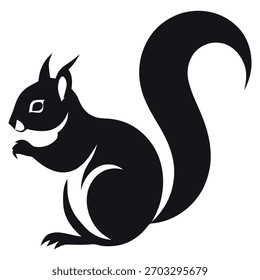 A silhouette of a squirrel, isolated on a white background. This distinctive silhouette style clearly defines the shape of the animal.