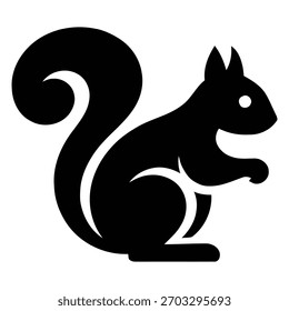 Una silueta de una ardilla aislada sobre un fondo blanco. El estilo distintivo de la silueta hace que esta Imagen sea adecuada para el Diseño gráfico y el uso conceptual.