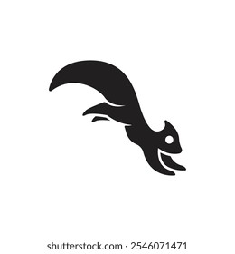 silhouette of a squirrel landing after jumping logo vector