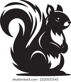 Silhouette Squirrel mascot logo in pure white background