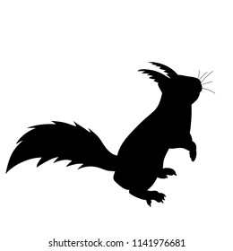 silhouette of squirrel, on white background, icon, black