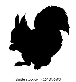 silhouette of squirrel, on white background