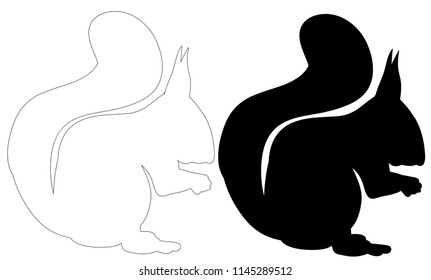 silhouette of squirrel, outline