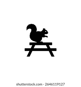 Silhouette squirrel picnic table outdoor nature.