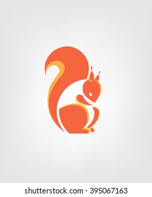 Silhouette Squirrel. Template Logo company. Vector sign for your design.  Company logo design