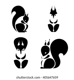 Silhouette Squirrel. Template Logo company. Vector sign for your design. Company logo design