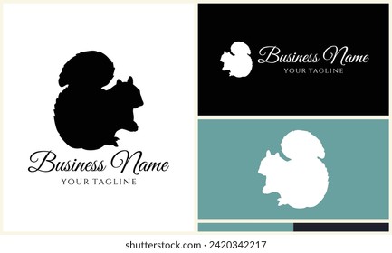 silhouette squirrel vector logo template