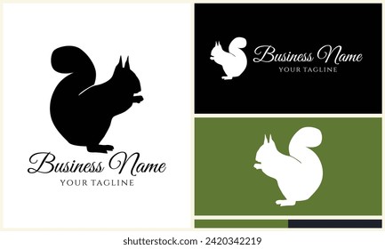silhouette squirrel vector logo template