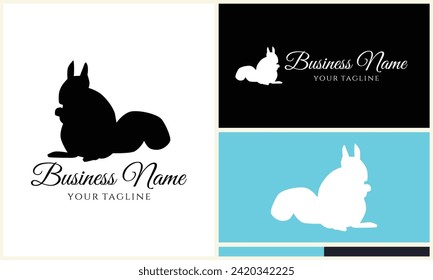 silhouette squirrel vector logo template