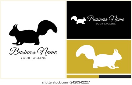 silhouette squirrel vector logo template