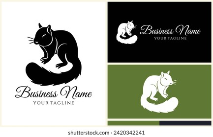 silhouette squirrel vector logo template